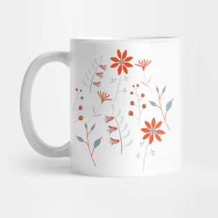 Blue Orange Boho Floral Pattern Mug